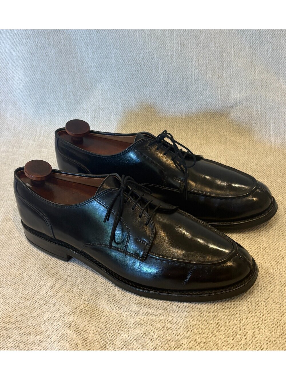 Allen Edmonds Bradley Black Leather Split Toe Derby Shoes 9.5 D Wood Shoe Trees - Picture 4 of 15